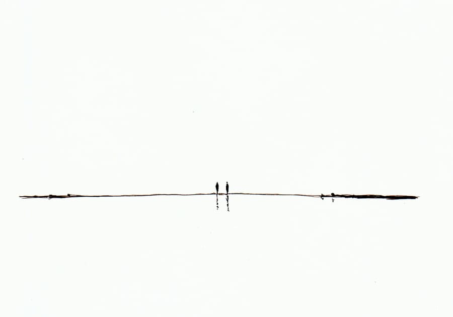 Paar am Meer - Fineliner auf Papier - Pitt Artist Pen Farber Castell -Artwork