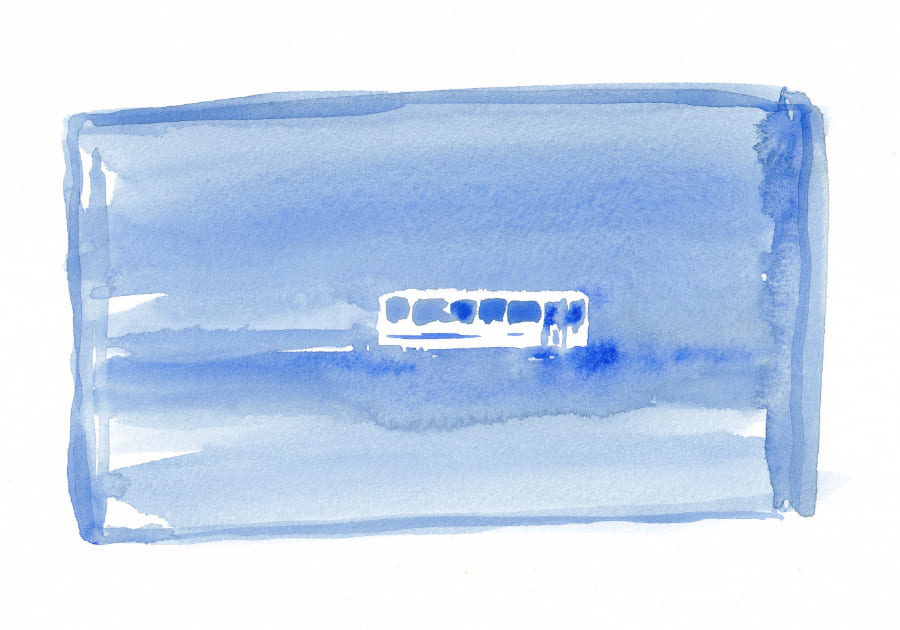Aquarell Bus Aquarell zu Text von Ruth Loosli