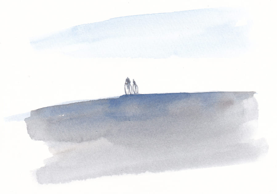 Zwei Radfahrer Aquarell Graphic Novel Artwork