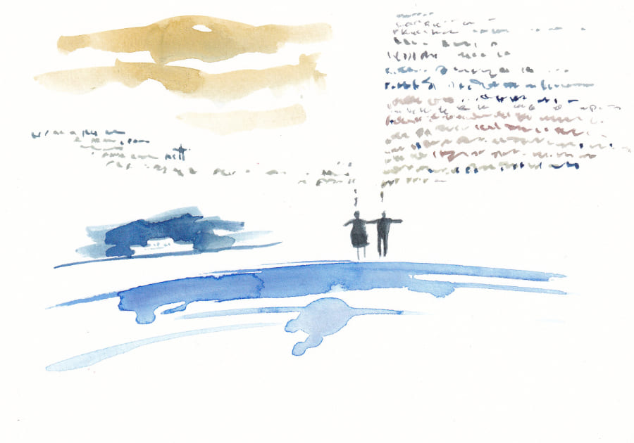 Ein Paar am Meer, redet an einander vorbei - Graphic Novel Artwork